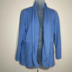 Talbots Open Front Cardigan sweater Blue Cotton Blend size small knit